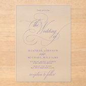 Lila Lavendel Moderne Kalligrafie Classic Wedding Acryl Uitnodigingen (Voorkant)