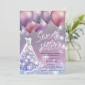 Lila lavendel mousserende glitterkleding ballon kaart (Staand voorkant)