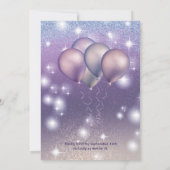 Lila lavendel mousserende glitterkleding ballon kaart (Achterkant)