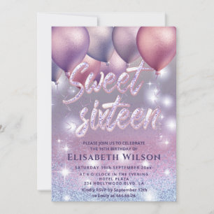 Lila lavendel mousserende glittery ombre ballon in kaart