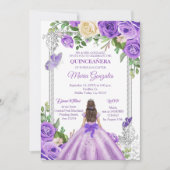 Lila lavendel paars Quinceanera Butterfly Kaart (Voorkant)