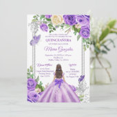 Lila lavendel paars Quinceanera Butterfly Kaart (Staand voorkant)