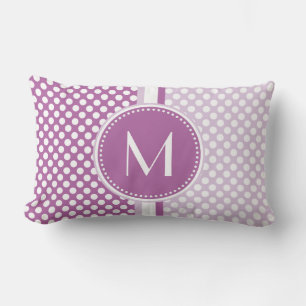 Lila   Lavendel Polka Dots Monogram Kussen