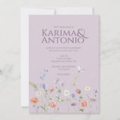 Lila Lavendel Whimsy Wildflower Kaart (Voorkant)