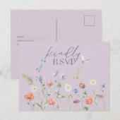 Lila Lavendel Whimsy Wildflower RSVP Briefkaart (Voorkant / Achterkant)