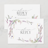 Lila lavendel Wildflower Waterverf Weddenschap RSV RSVP Kaartje (Voorkant / Achterkant)