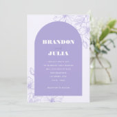 Lila Lavender Boho Arch Floral Botanische QR Code Kaart (Staand voorkant)