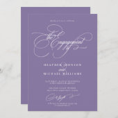 Lila lavender Calligraphy Verloving Kaart (Voorkant / Achterkant)