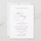 Lila lavender Calligraphy Wedding Kaart (Voorkant)