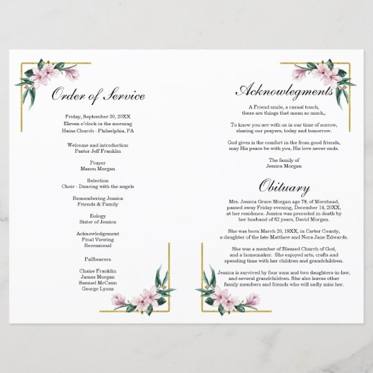 Lila Lavender Floral Funeral Programme Sjabloon (Achterkant)