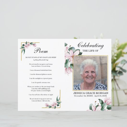 Lila Lavender Floral Funeral Programme Sjabloon (Staand voorkant)