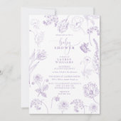  Lila Lavender Floral Script Baby shower Kaart (Voorkant)