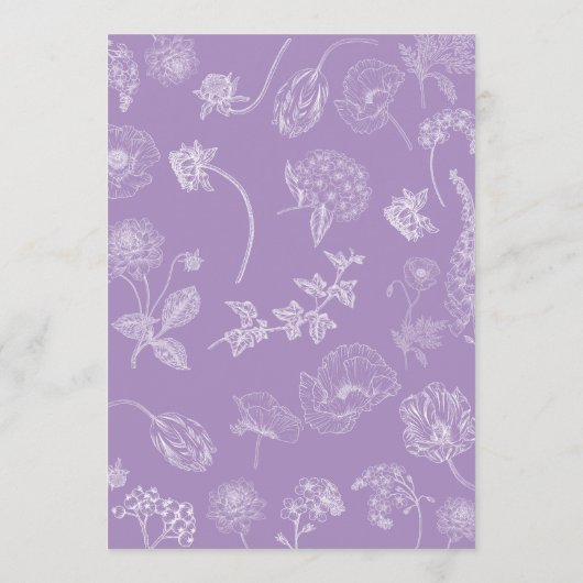  Lila Lavender Floral Script Baby shower Menu (Achterkant)
