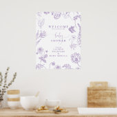  Lila Lavender Floral Script Baby shower Poster (Keuken)
