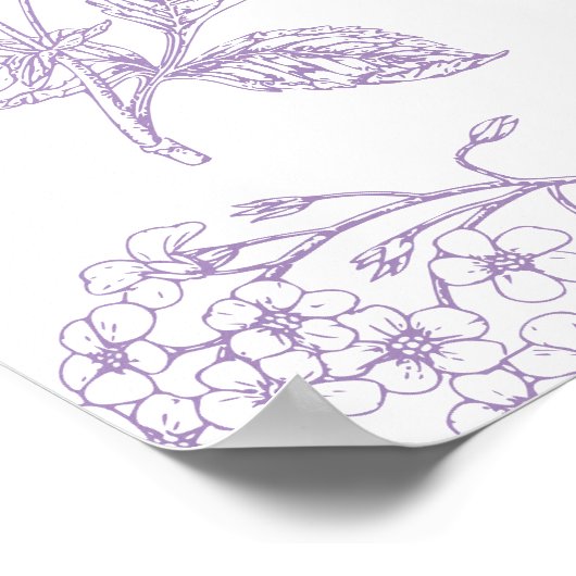  Lila Lavender Floral Script Baby shower Poster (Hoek)