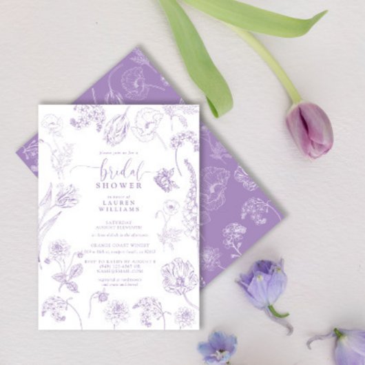  Lila Lavender Floral Script Vrijgezellenfeest Kaart
