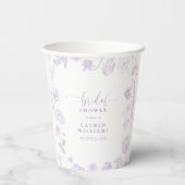  Lila Lavender Floral Script Vrijgezellenfeest Papieren Bekers (Achterkant)