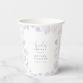  Lila Lavender Floral Script Vrijgezellenfeest Papieren Bekers (Voorkant)