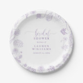  Lila Lavender Floral Script Vrijgezellenfeest Papieren Bordje (Voorkant)