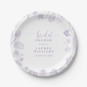  Lila Lavender Floral Script Vrijgezellenfeest Papieren Bordje
