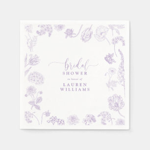  Lila Lavender Floral Script Vrijgezellenfeest Servet