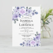 Lila lavender Floral Waterverf Flowers Wedding Kaart (Staand voorkant)