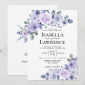 Lila lavender Floral Waterverf Flowers Wedding Kaart (Voorkant / Achterkant)