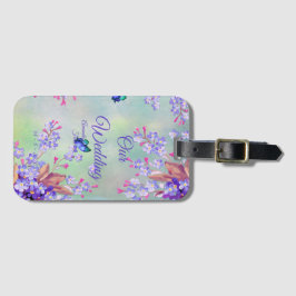 Lila lavender Flower Wedding Bagagelabel