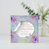 Lila lavender Flower Wedding Kaart (Staand voorkant)