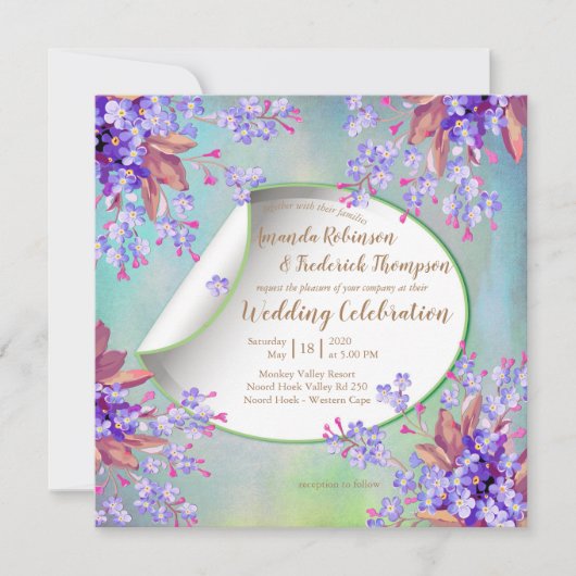 Lila lavender Flower Wedding Kaart (Voorkant)
