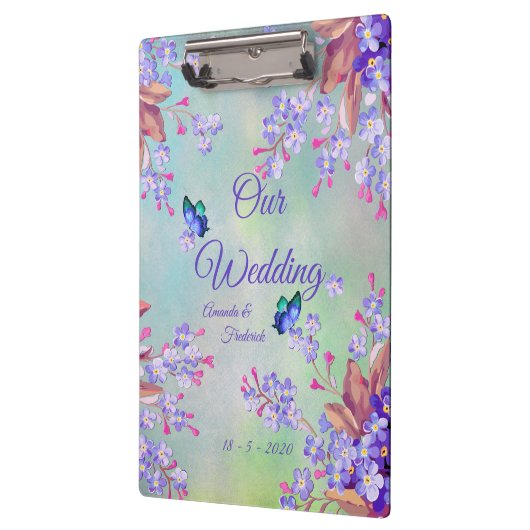 Lila lavender Flower Wedding Klembord (Links)