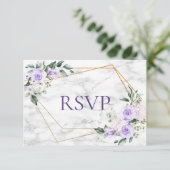 Lila lavender Gold Geometric Floral Wedding RSVP (Staand voorkant)