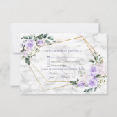 Lila lavender Gold Geometric Floral Wedding RSVP (Achterkant)