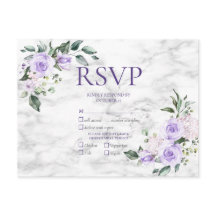 Lila lavender Gold Geometric Floral Wedding RSVP