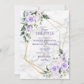 Lila Lavender Gold Geometric Photo Save the Date (Voorkant)