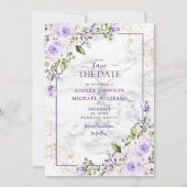 Lila Lavender Gold Geometric Photo Save the Date (Voorkant)
