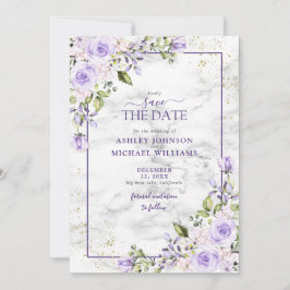 Lila Lavender Gold Geometric Photo Save the Date