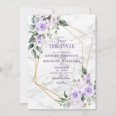Lila Lavender Gold Geometric Save the Date (Voorkant)