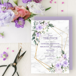 Lila Lavender Gold Geometric Save the Date