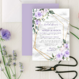 Lila "Lavender Gold Marble Floral Vrijgezellenfees Kaart