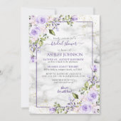 Lila "Lavender Gold Marble Floral Vrijgezellenfees Kaart (Voorkant)