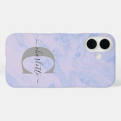 Lila Lavender Marble Elegant Monogram Naam Case-Mate iPhone Case (Achterkant (horizontaal))