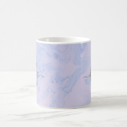 Lila Lavender Marble Elegant Monogram Naam Koffiemok (Center)