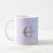 Lila Lavender Marble Elegant Monogram Naam Koffiemok (Links)