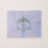 Lila Lavender Marble Elegant Monogram Naam Legpuzzel (Horizontaal)