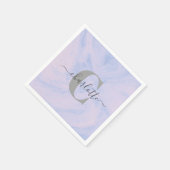 Lila Lavender Marble Elegant Monogram Naam Servet (Hoek)