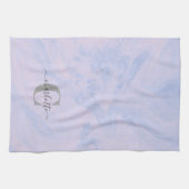Lila Lavender Marble Elegant Monogram Naam Theedoek (Horizontaal)