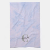 Lila Lavender Marble Elegant Monogram Naam Theedoek (Verticaal)