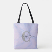 Lila Lavender Marble Elegant Monogram Naam Tote Bag (Achterkant)