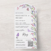 Lila Lavender Mauve Wedding Qr Code All In One Uitnodiging (Binnen)
